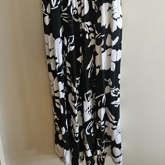 NWOT J.o&co Black & White Floral Leaf Tropical Print Jumpsuit Sz Lg - Picture 3 of 5